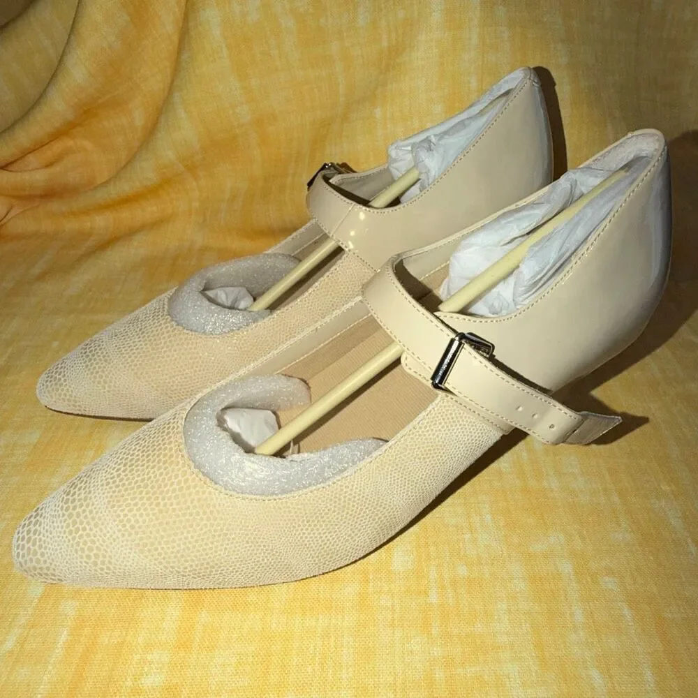 Ros Hommerson Kiki Heels Cream Sz 10 Lizard Leather New